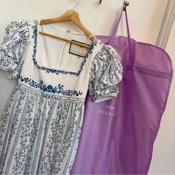 Agua by Agua Bendita Pistacho grosellas-printed poplin dress maxi floral - Picture 10 of 12